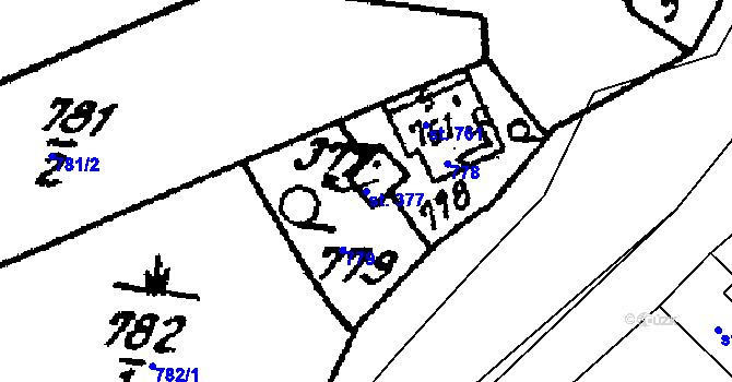 Parcela st. 377 v KÚ Javorník nad Veličkou, Katastrální mapa