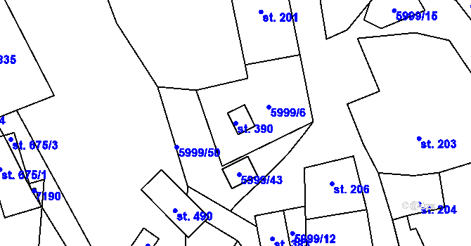 Parcela st. 390 v KÚ Javorník nad Veličkou, Katastrální mapa