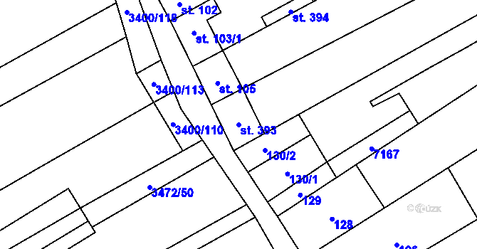 Parcela st. 393 v KÚ Javorník nad Veličkou, Katastrální mapa
