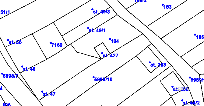 Parcela st. 427 v KÚ Javorník nad Veličkou, Katastrální mapa