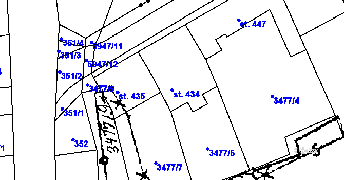 Parcela st. 434 v KÚ Javorník nad Veličkou, Katastrální mapa