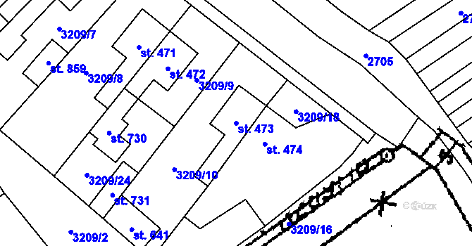 Parcela st. 473 v KÚ Javorník nad Veličkou, Katastrální mapa