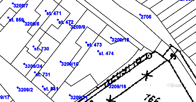 Parcela st. 474 v KÚ Javorník nad Veličkou, Katastrální mapa