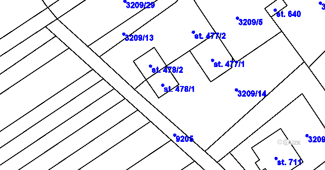 Parcela st. 478/1 v KÚ Javorník nad Veličkou, Katastrální mapa