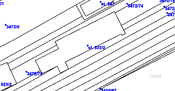 Parcela st. 522/2 v KÚ Javorník nad Veličkou, Katastrální mapa