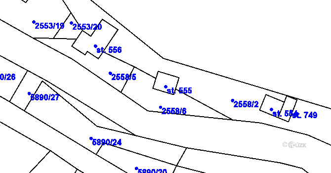 Parcela st. 555 v KÚ Javorník nad Veličkou, Katastrální mapa