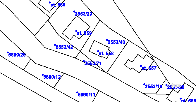 Parcela st. 558 v KÚ Javorník nad Veličkou, Katastrální mapa
