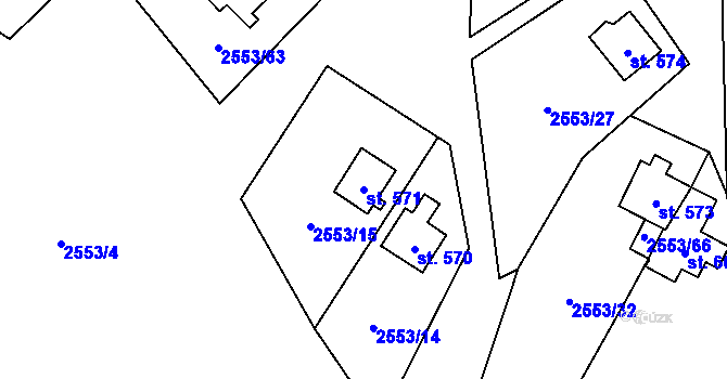 Parcela st. 571 v KÚ Javorník nad Veličkou, Katastrální mapa