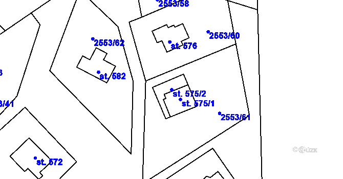 Parcela st. 575/2 v KÚ Javorník nad Veličkou, Katastrální mapa