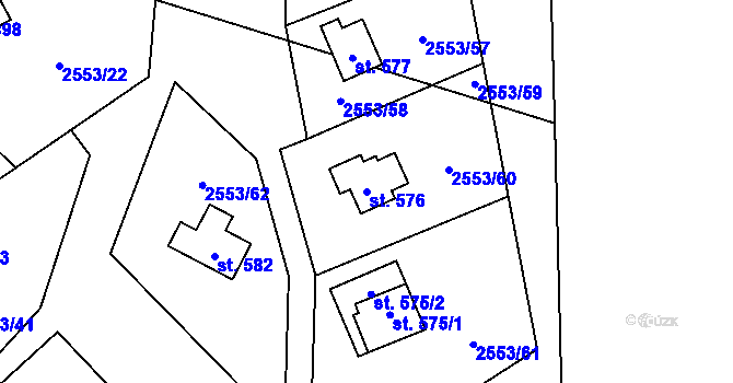 Parcela st. 576 v KÚ Javorník nad Veličkou, Katastrální mapa