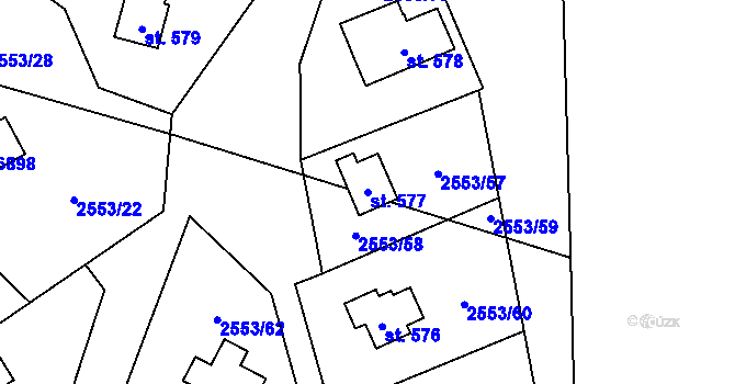 Parcela st. 577 v KÚ Javorník nad Veličkou, Katastrální mapa