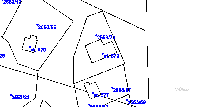Parcela st. 578 v KÚ Javorník nad Veličkou, Katastrální mapa
