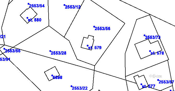 Parcela st. 579 v KÚ Javorník nad Veličkou, Katastrální mapa