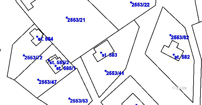 Parcela st. 583 v KÚ Javorník nad Veličkou, Katastrální mapa