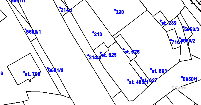 Parcela st. 625 v KÚ Javorník nad Veličkou, Katastrální mapa