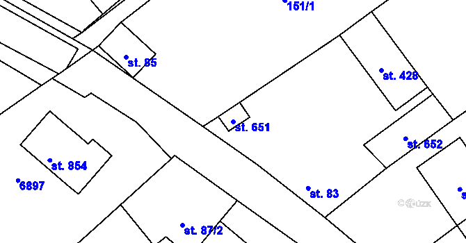 Parcela st. 651 v KÚ Javorník nad Veličkou, Katastrální mapa