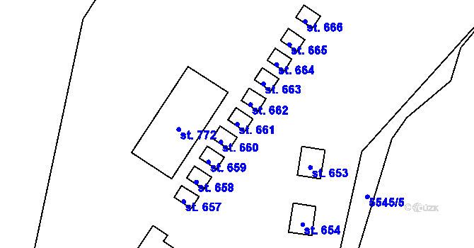 Parcela st. 661 v KÚ Javorník nad Veličkou, Katastrální mapa