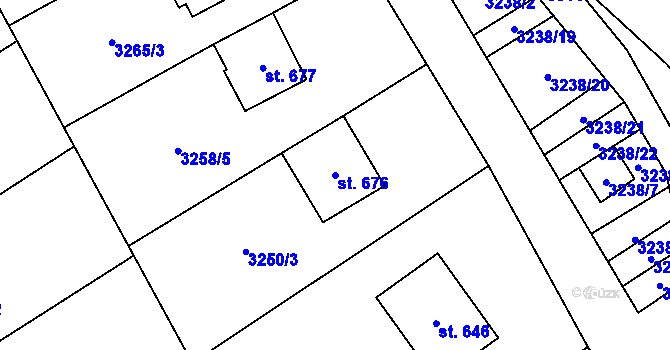 Parcela st. 676 v KÚ Javorník nad Veličkou, Katastrální mapa