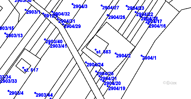 Parcela st. 683 v KÚ Javorník nad Veličkou, Katastrální mapa