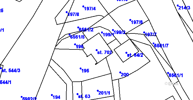 Parcela st. 702 v KÚ Javorník nad Veličkou, Katastrální mapa