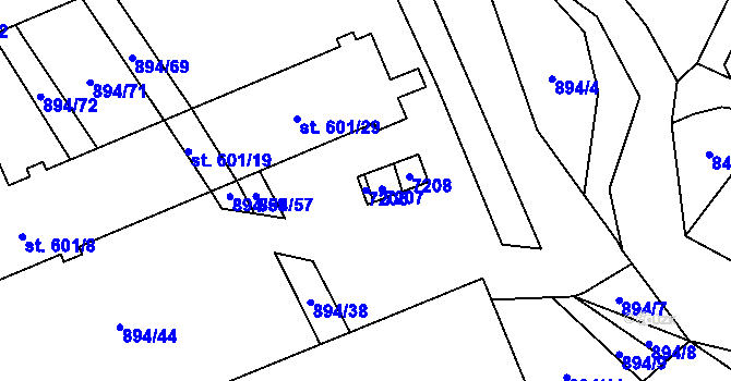 Parcela st. 716/1 v KÚ Javorník nad Veličkou, Katastrální mapa