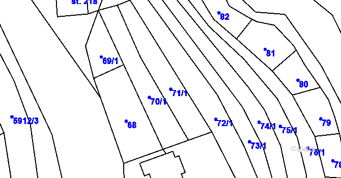 Parcela st. 71/1 v KÚ Javorník nad Veličkou, Katastrální mapa