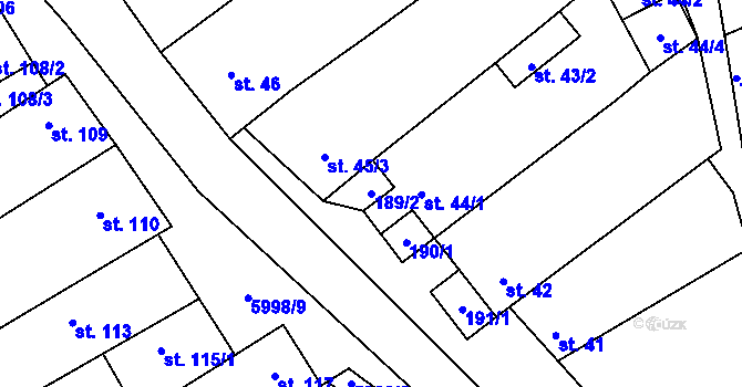Parcela st. 189/2 v KÚ Javorník nad Veličkou, Katastrální mapa