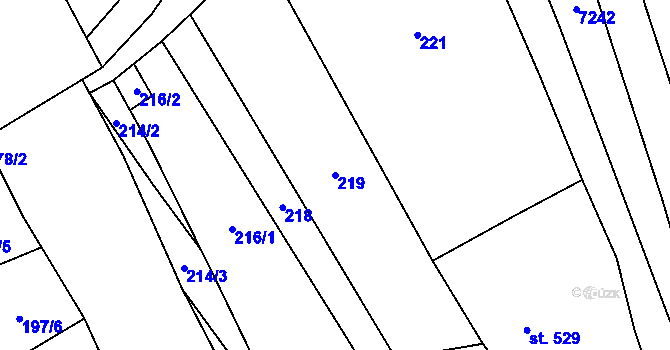 Parcela st. 219 v KÚ Javorník nad Veličkou, Katastrální mapa