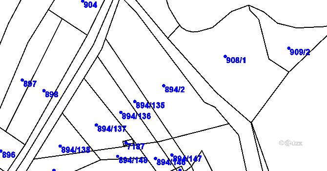 Parcela st. 894/2 v KÚ Javorník nad Veličkou, Katastrální mapa