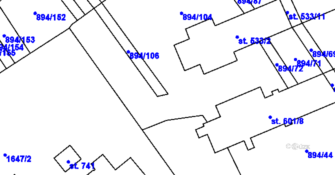 Parcela st. 894/3 v KÚ Javorník nad Veličkou, Katastrální mapa