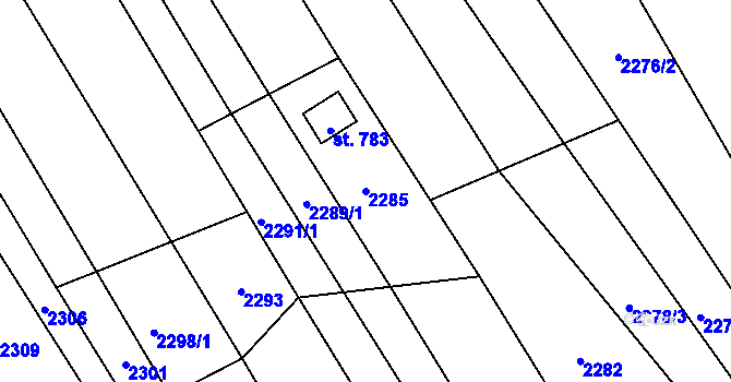 Parcela st. 2285 v KÚ Javorník nad Veličkou, Katastrální mapa