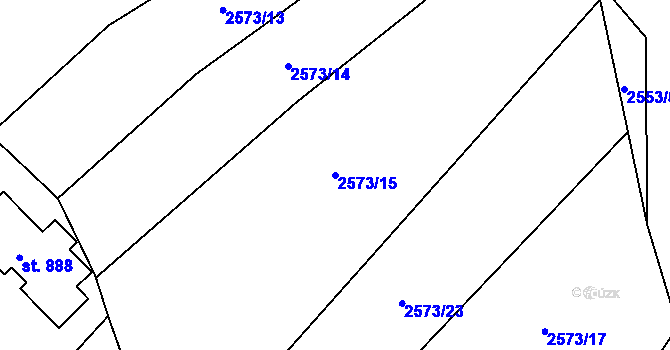 Parcela st. 2573/15 v KÚ Javorník nad Veličkou, Katastrální mapa