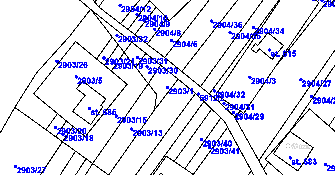 Parcela st. 2903/1 v KÚ Javorník nad Veličkou, Katastrální mapa