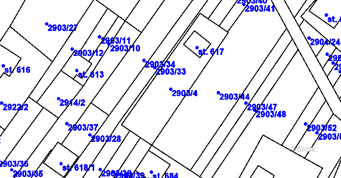 Parcela st. 2903/4 v KÚ Javorník nad Veličkou, Katastrální mapa