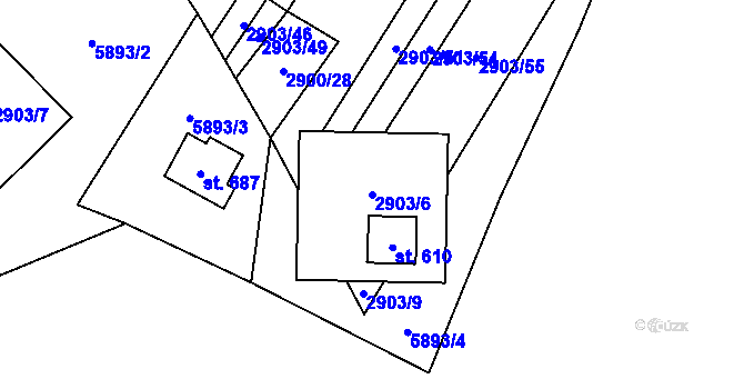 Parcela st. 2903/6 v KÚ Javorník nad Veličkou, Katastrální mapa