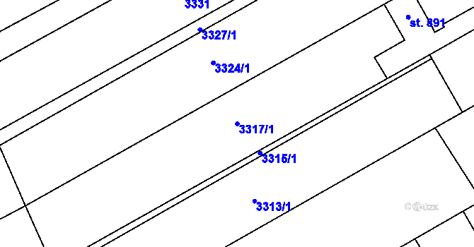 Parcela st. 3317/1 v KÚ Javorník nad Veličkou, Katastrální mapa