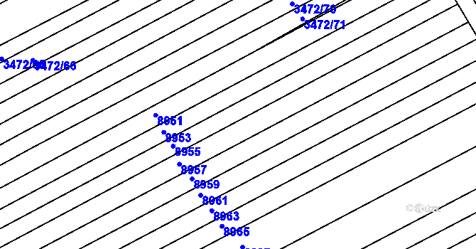 Parcela st. 3400/4 v KÚ Javorník nad Veličkou, Katastrální mapa