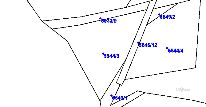 Parcela st. 5544/3 v KÚ Javorník nad Veličkou, Katastrální mapa