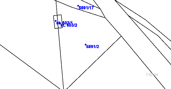 Parcela st. 5891/2 v KÚ Javorník nad Veličkou, Katastrální mapa