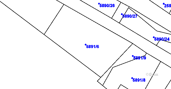 Parcela st. 5891/6 v KÚ Javorník nad Veličkou, Katastrální mapa
