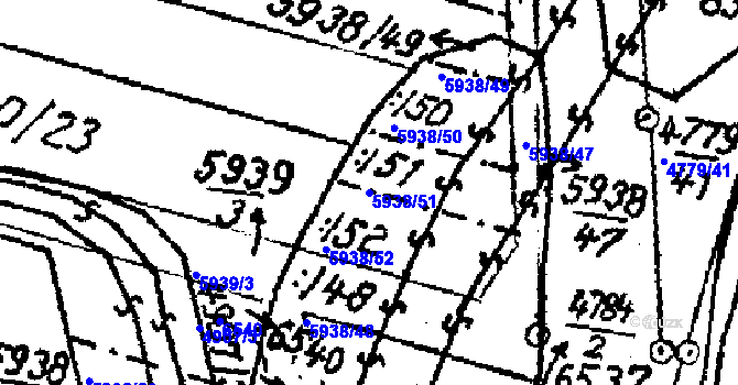 Parcela st. 5938/51 v KÚ Javorník nad Veličkou, Katastrální mapa
