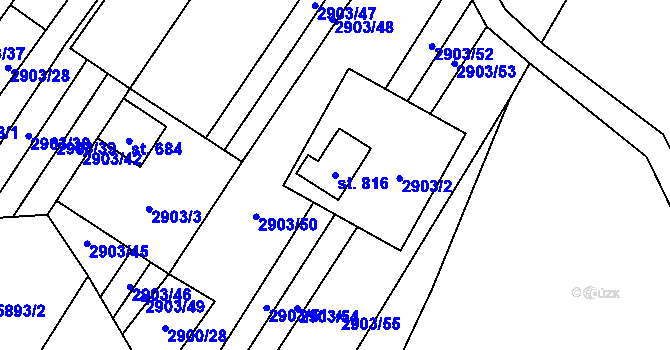 Parcela st. 816 v KÚ Javorník nad Veličkou, Katastrální mapa