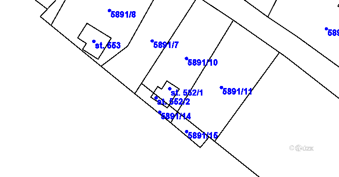 Parcela st. 552/1 v KÚ Javorník nad Veličkou, Katastrální mapa
