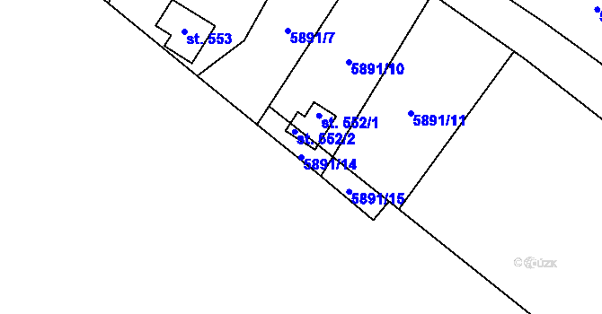 Parcela st. 5891/14 v KÚ Javorník nad Veličkou, Katastrální mapa