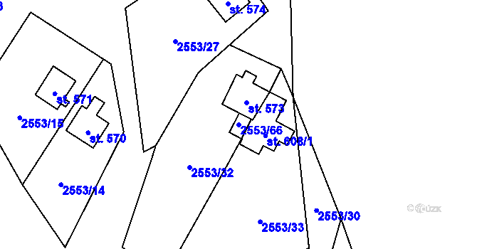 Parcela st. 2553/66 v KÚ Javorník nad Veličkou, Katastrální mapa