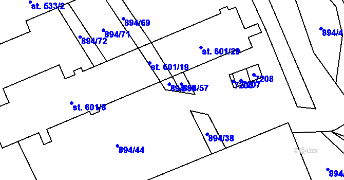 Parcela st. 894/6 v KÚ Javorník nad Veličkou, Katastrální mapa