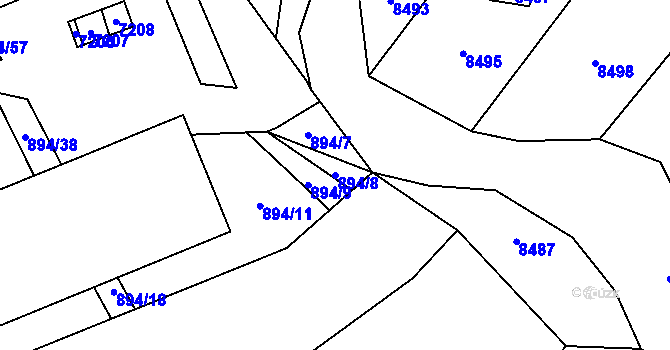 Parcela st. 894/8 v KÚ Javorník nad Veličkou, Katastrální mapa