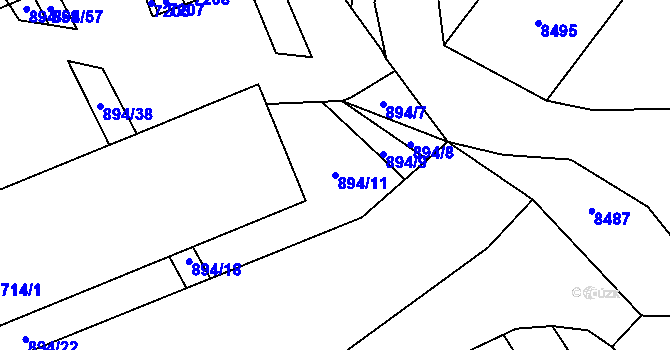 Parcela st. 894/11 v KÚ Javorník nad Veličkou, Katastrální mapa