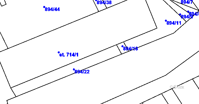 Parcela st. 894/21 v KÚ Javorník nad Veličkou, Katastrální mapa