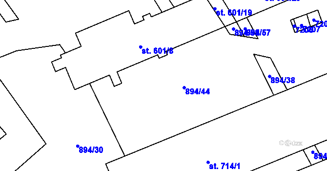 Parcela st. 894/33 v KÚ Javorník nad Veličkou, Katastrální mapa